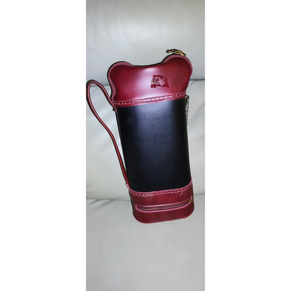 Vintage Whiskey Carrier With Key And Shot Glass Compartment Burgundy And Black